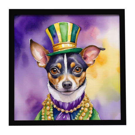 Rat Terrier King of Mardi Gras Framed Wall Art