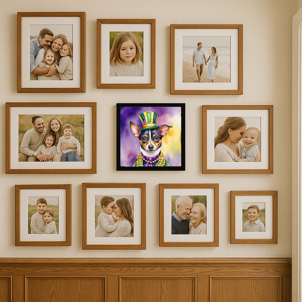 Rat Terrier King of Mardi Gras Framed Wall Art