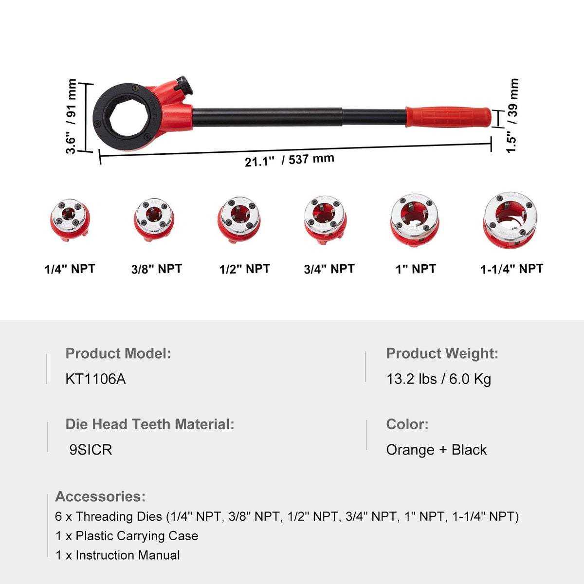 Manual Ratcheting Pipe Threader for Repair and New Threads