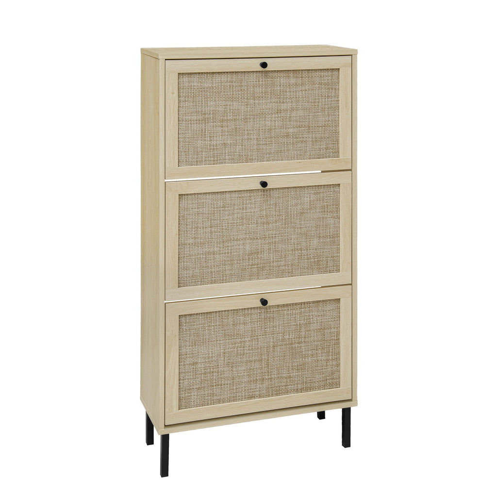 Freestanding Shoe Storage Cabinet with Three Doors for Entryway