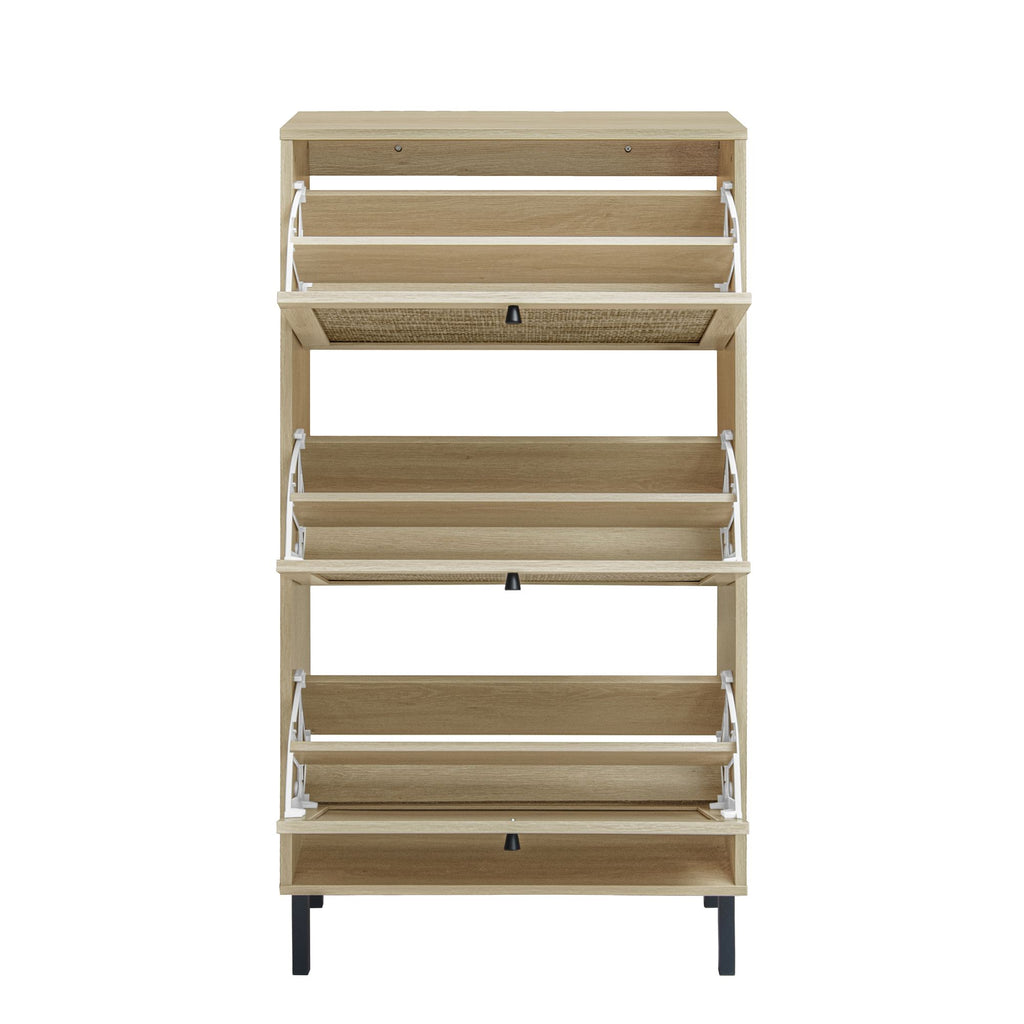 Freestanding Shoe Storage Cabinet with Three Doors for Entryway
