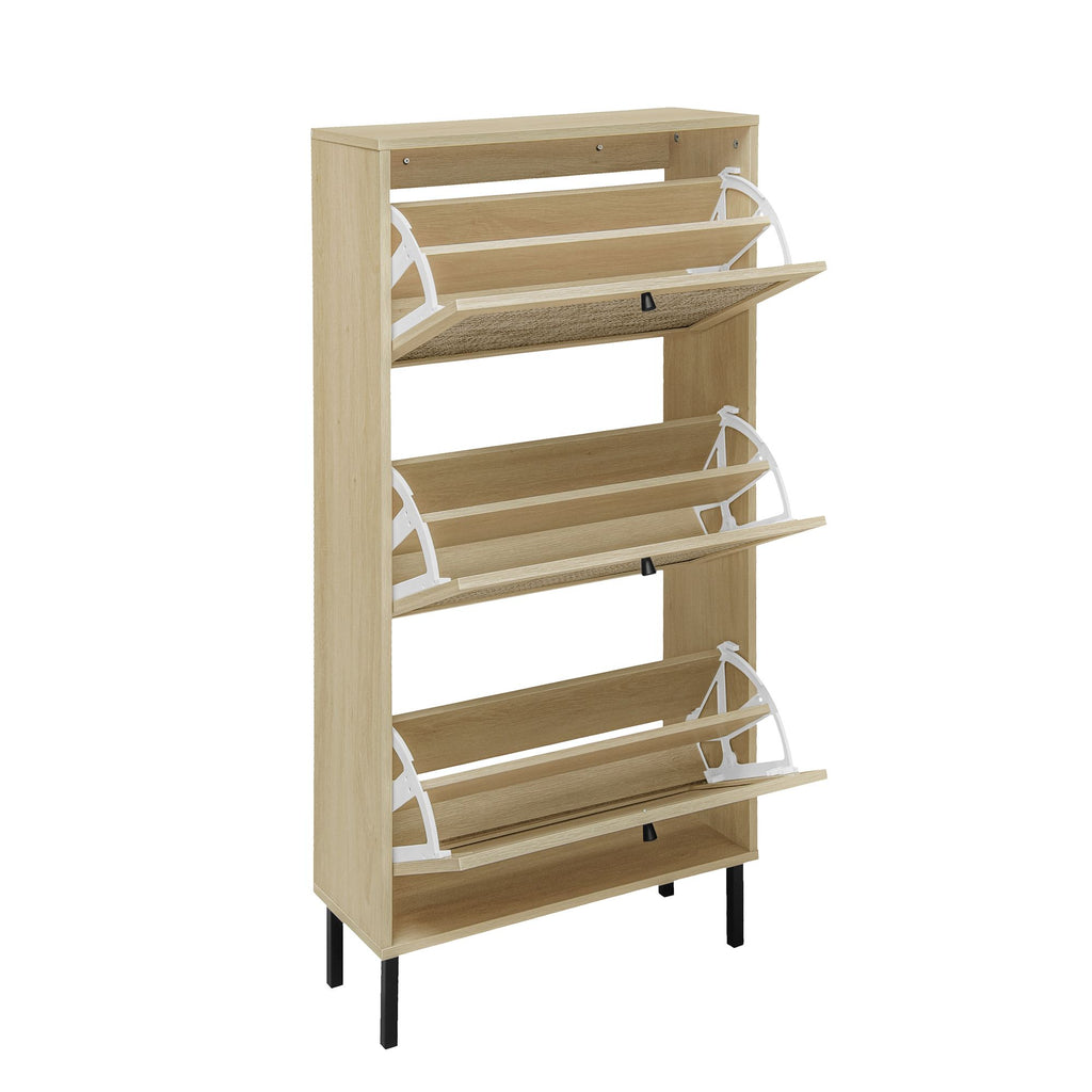Freestanding Shoe Storage Cabinet with Three Doors for Entryway