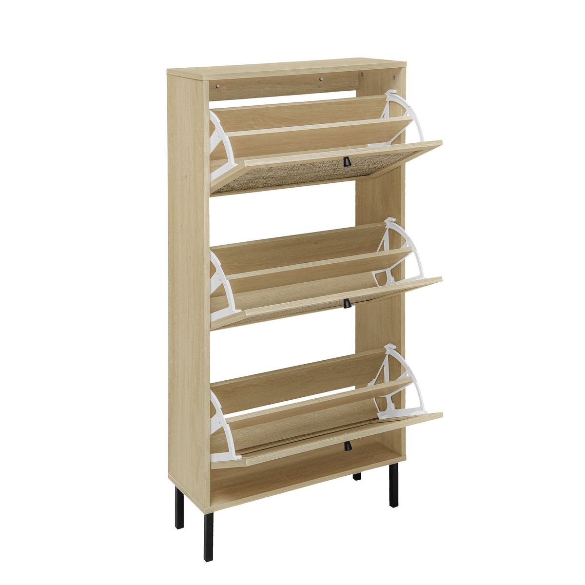 Freestanding Shoe Storage Cabinet with Three Doors for Entryway