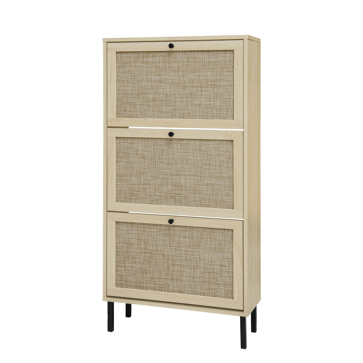 Freestanding Shoe Storage Cabinet with Three Doors for Entryway