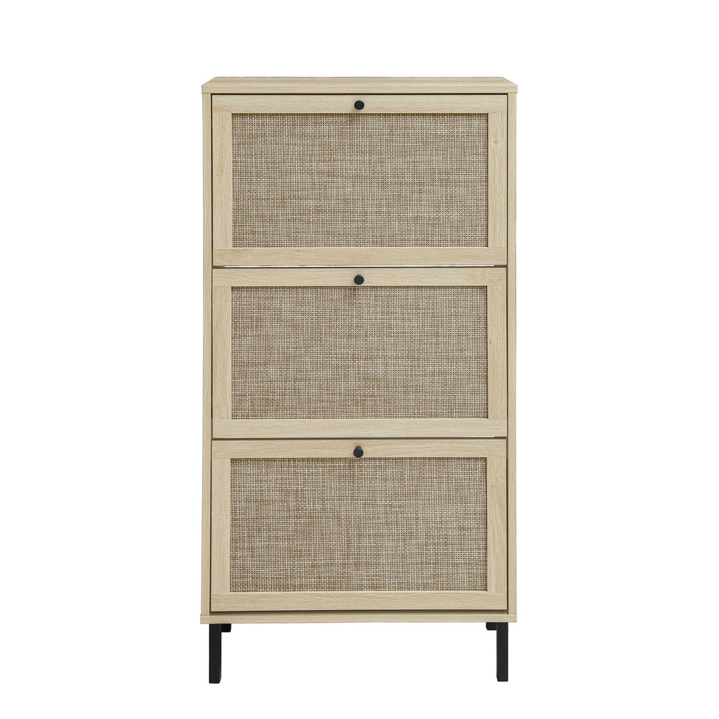 Freestanding Shoe Storage Cabinet with Three Doors for Entryway