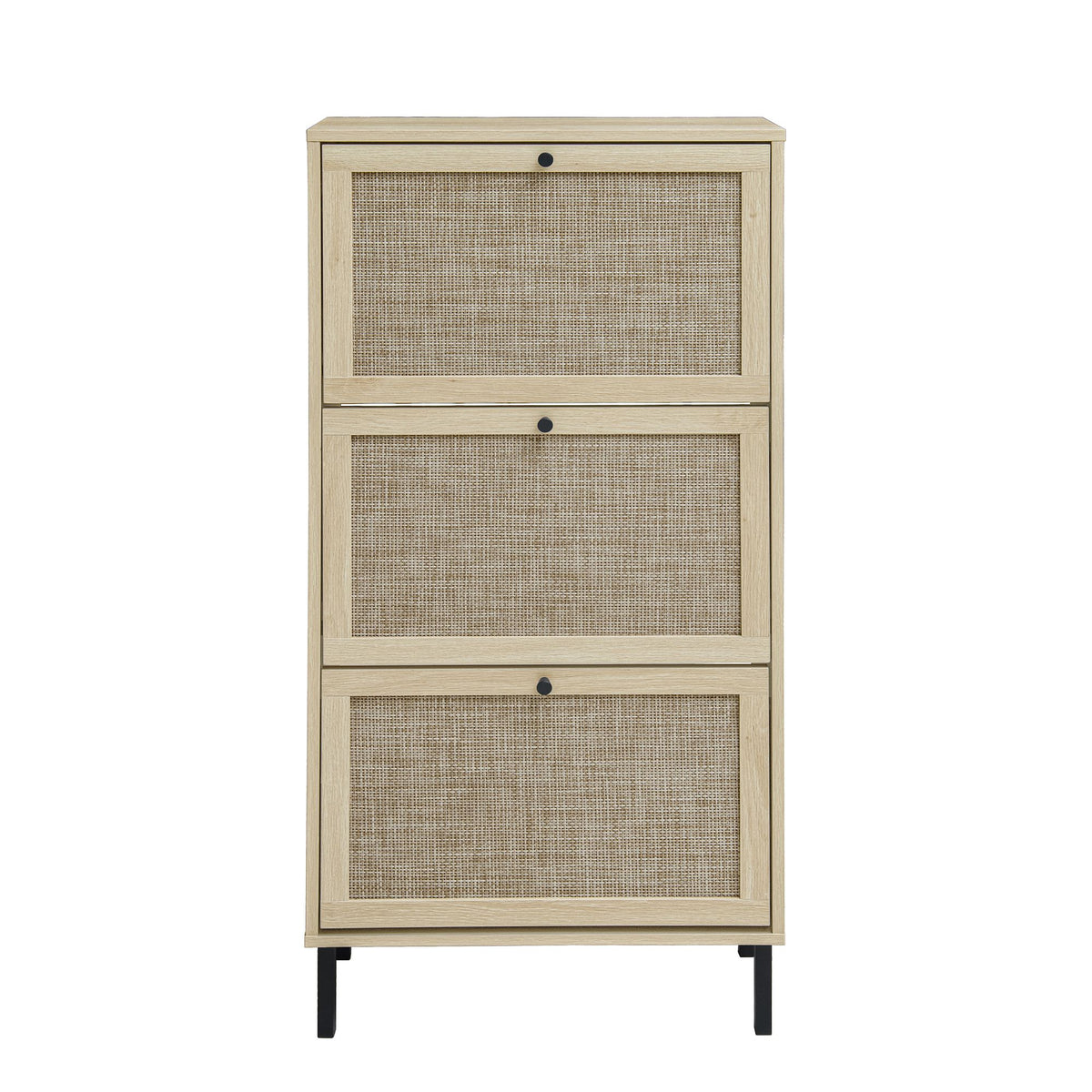 Freestanding Shoe Storage Cabinet with Three Doors for Entryway