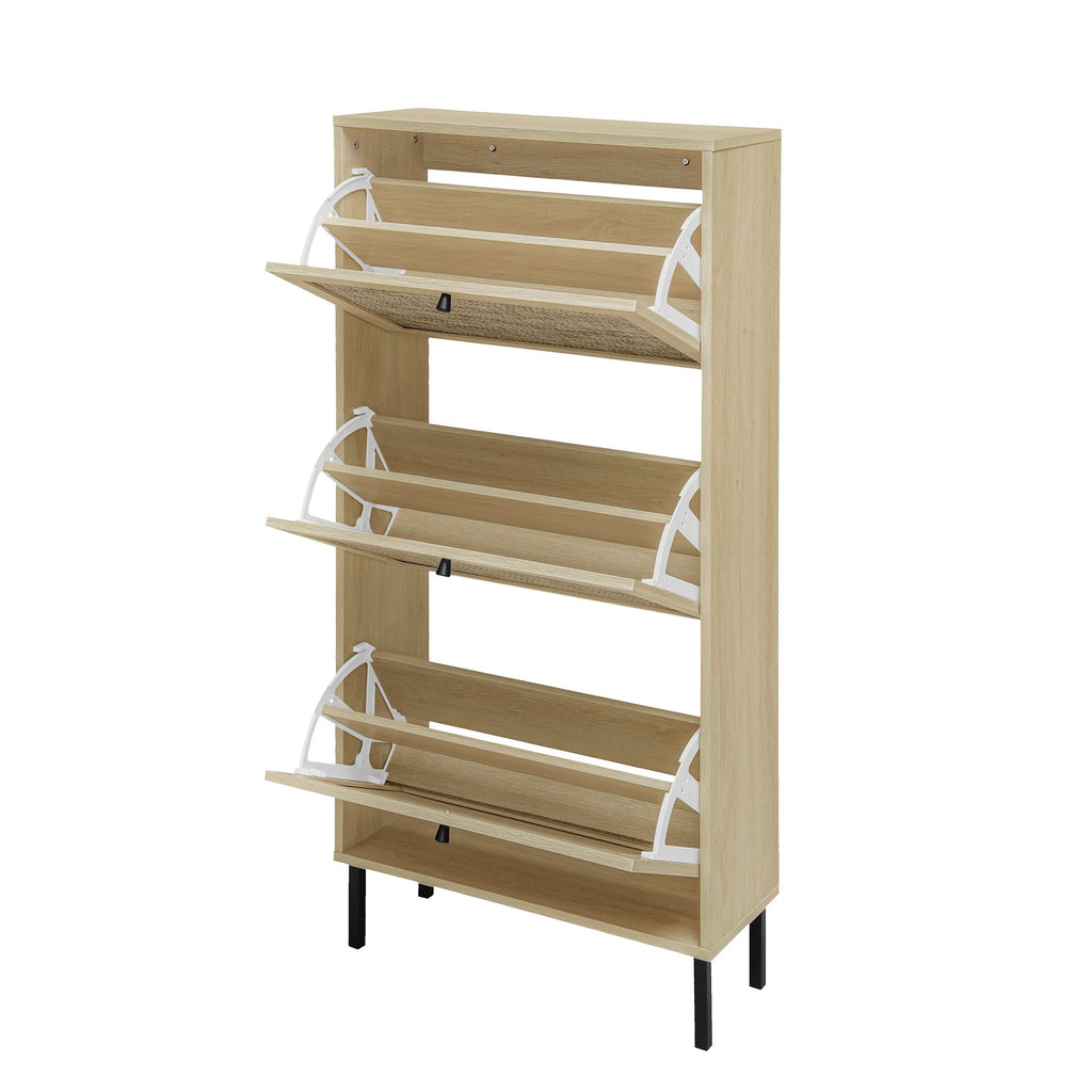 Freestanding Shoe Storage Cabinet with Three Doors for Entryway