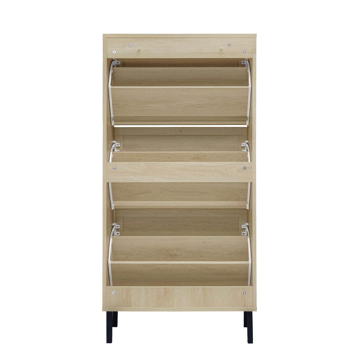 Freestanding Shoe Storage Cabinet with Three Doors for Entryway