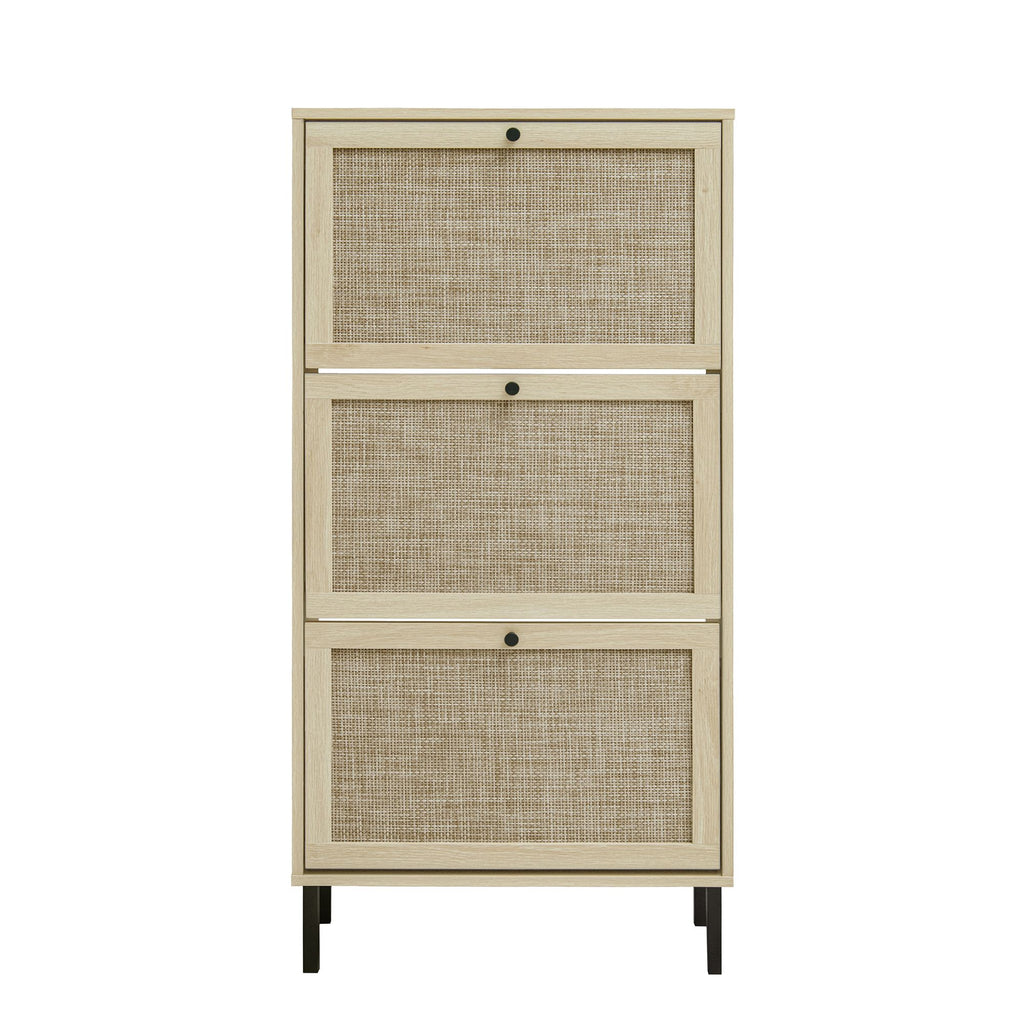 Freestanding Shoe Storage Cabinet with Three Doors for Entryway