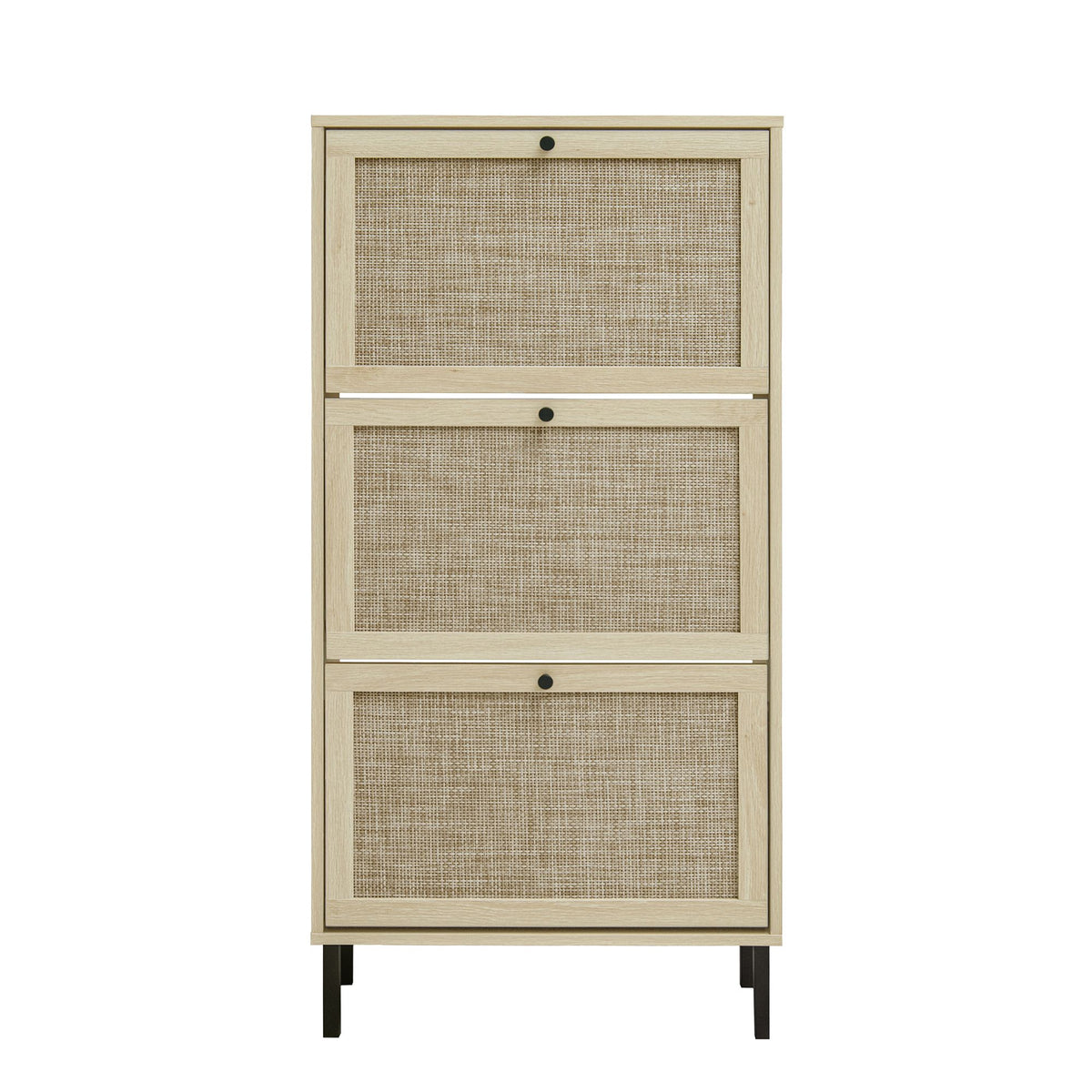 Freestanding Shoe Storage Cabinet with Three Doors for Entryway