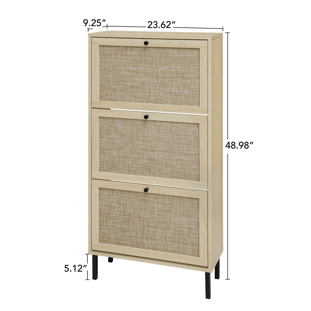 Freestanding Shoe Storage Cabinet with Three Doors for Entryway