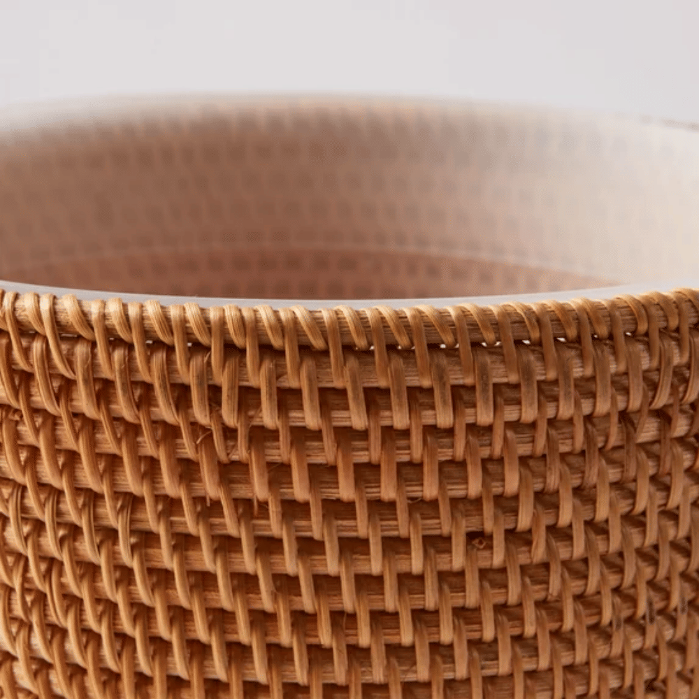 Hand-Woven Bathroom Trash Can with Removable Liner