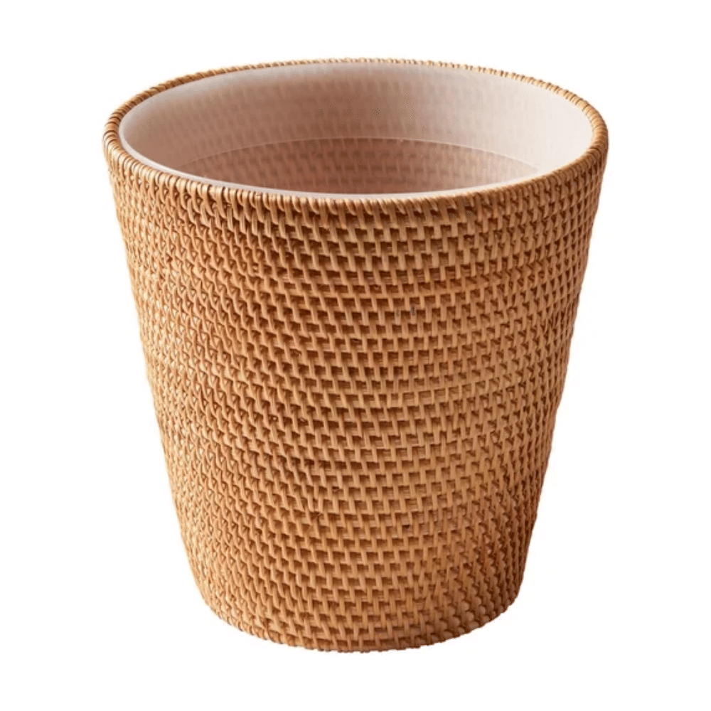 Hand-Woven Bathroom Trash Can with Removable Liner