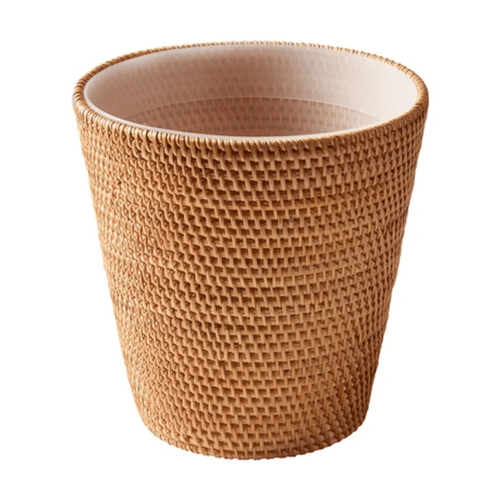 Hand-Woven Bathroom Trash Can with Removable Liner
