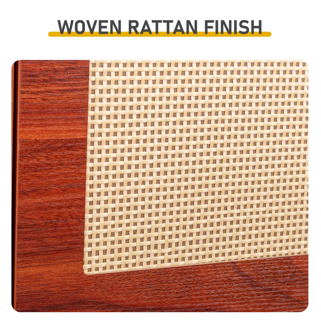 Tall Flip-Down Shoe Cabinet with Natural Woven Front