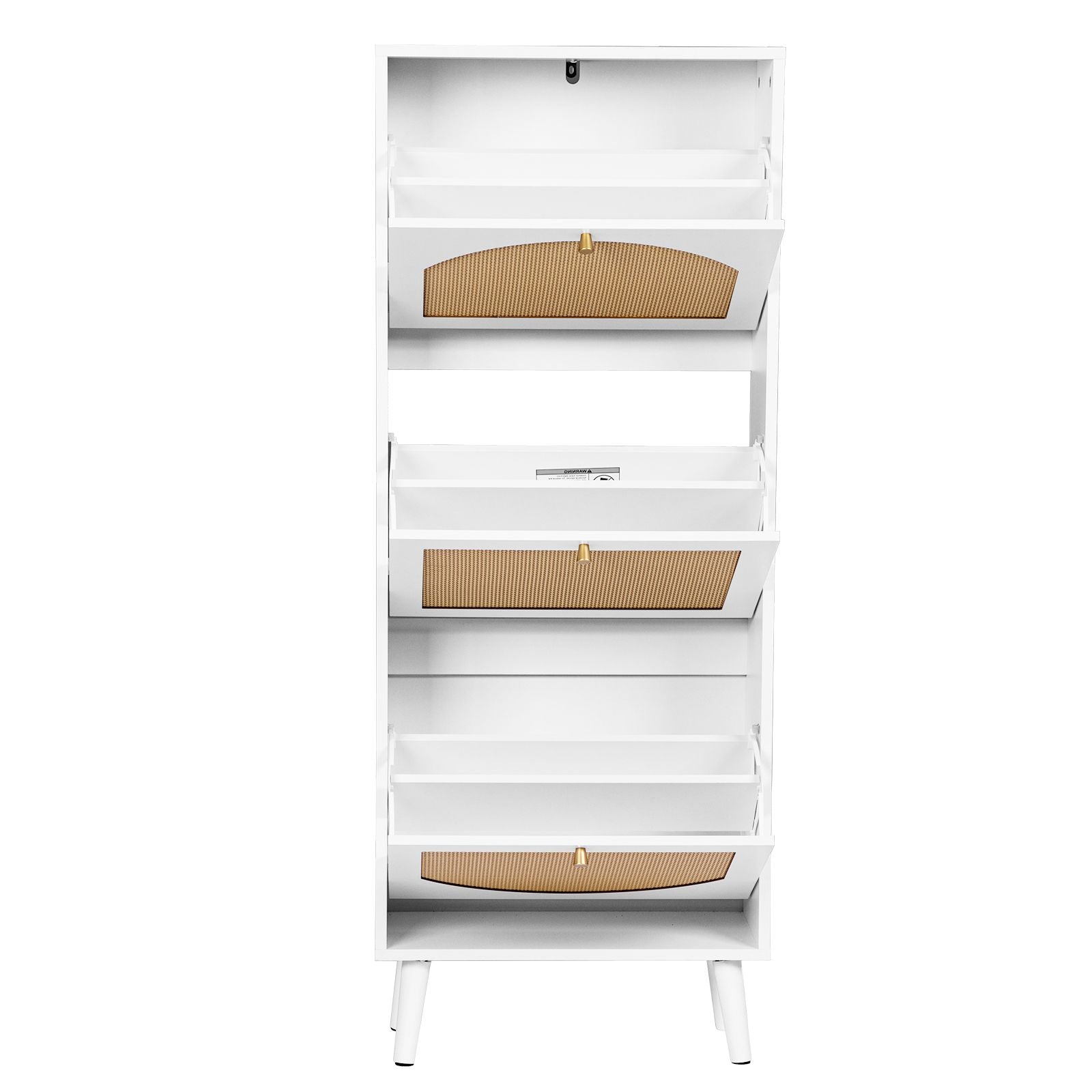 3-Tier Woven-Front Shoe Cabinet for Narrow Entryways