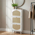 3-Tier Woven-Front Shoe Cabinet for Narrow Entryways