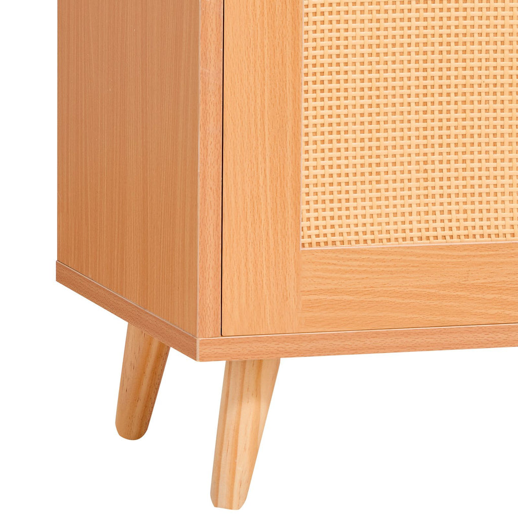 Rattan Shoe Cabinet, 5 Tiers Shoe Storage Organizer with 2 Doors and Adjustable Shelves, 40.35" Tall
