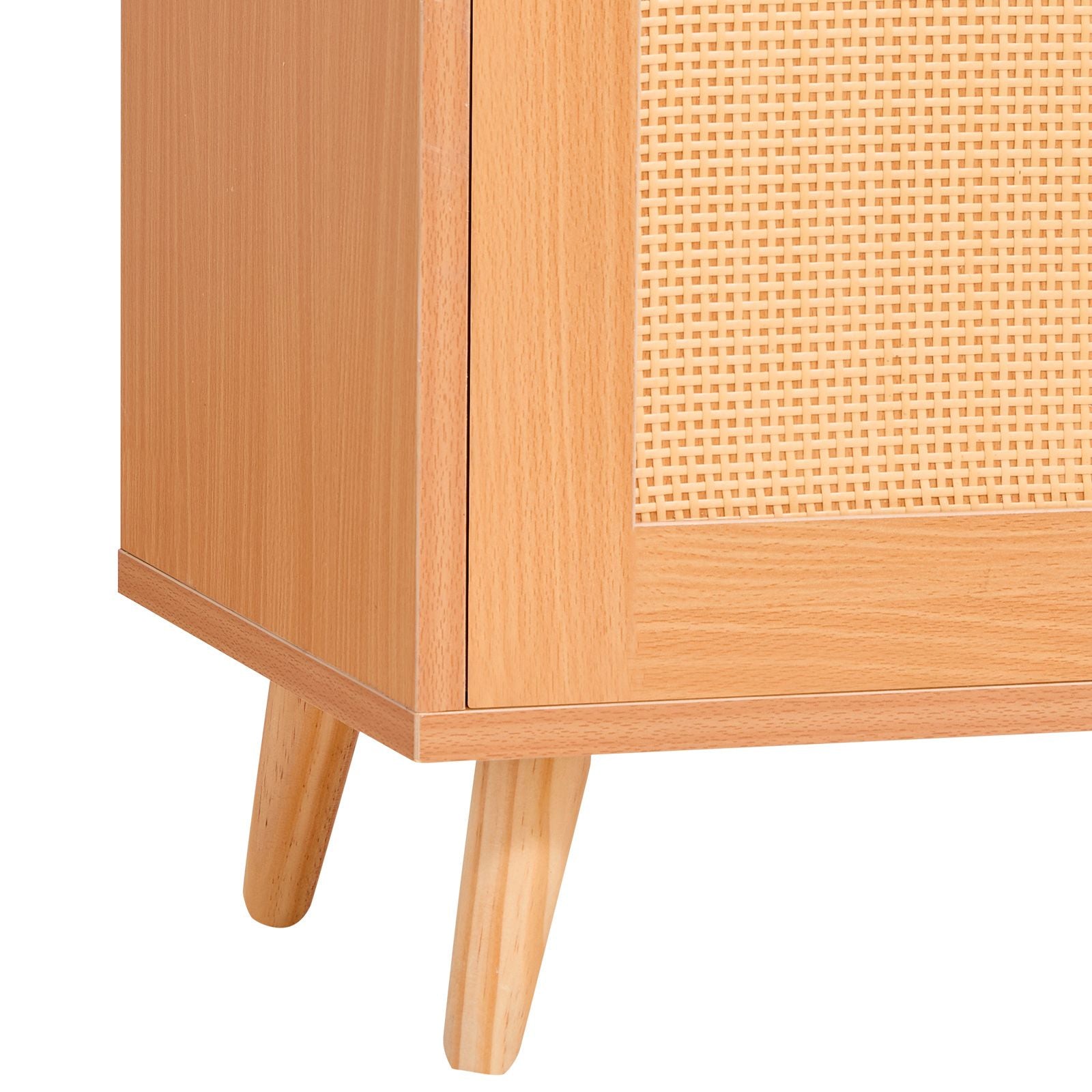Rattan Shoe Cabinet, 5 Tiers Shoe Storage Organizer with 2 Doors and Adjustable Shelves, 40.35" Tall