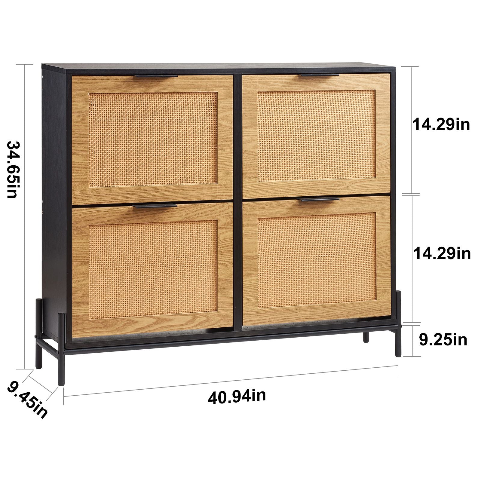 Rattan Shoe Cabinet with 4 Flip Drawers – Slim Entryway Storage