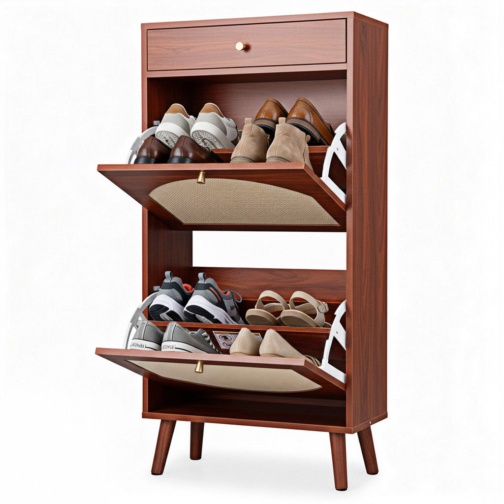 Space-Saving Entryway Shoe Cabinet with Drawer and Flip-Down Storage
