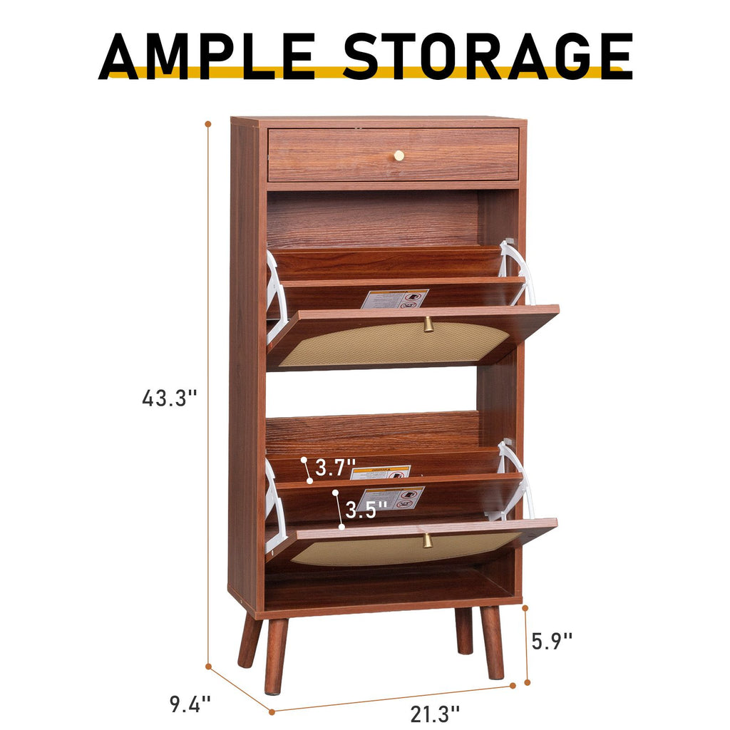 Space-Saving Entryway Shoe Cabinet with Drawer and Flip-Down Storage