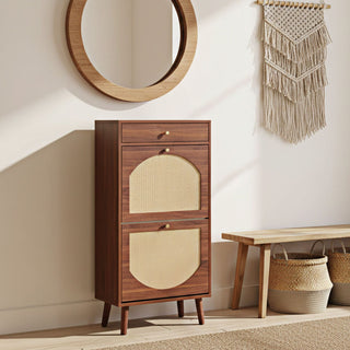 Space-Saving Entryway Shoe Cabinet with Drawer and Flip-Down Storage