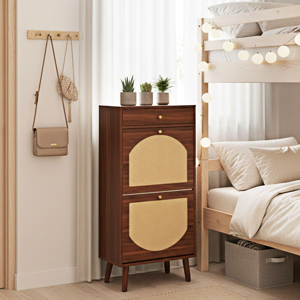Space-Saving Entryway Shoe Cabinet with Drawer and Flip-Down Storage