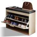 Rattan Shoe Rack with Flip-Drawer and Comfortable Seat Cushion