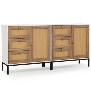 Modern Farmhouse Rattan Sideboard with 3 Drawers