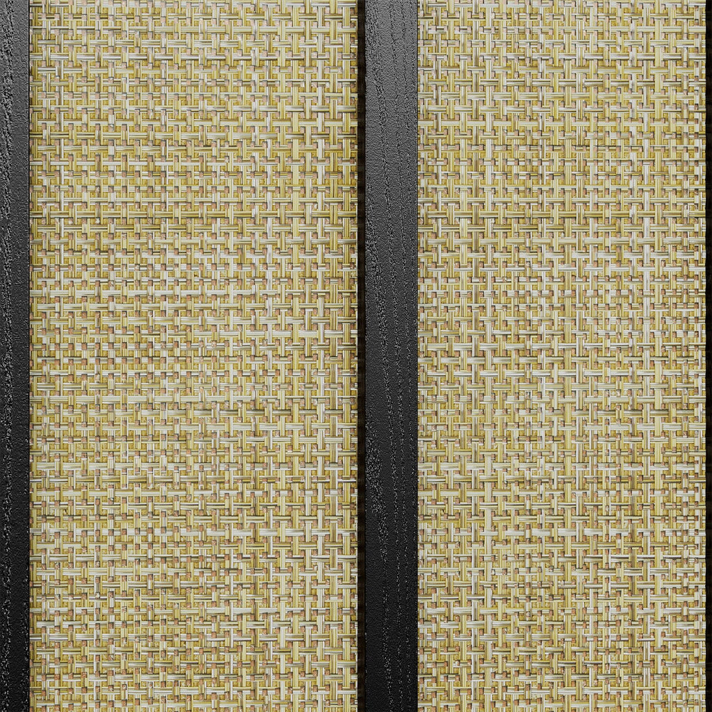 Black Bohemian Sideboard with Woven Door Fronts
