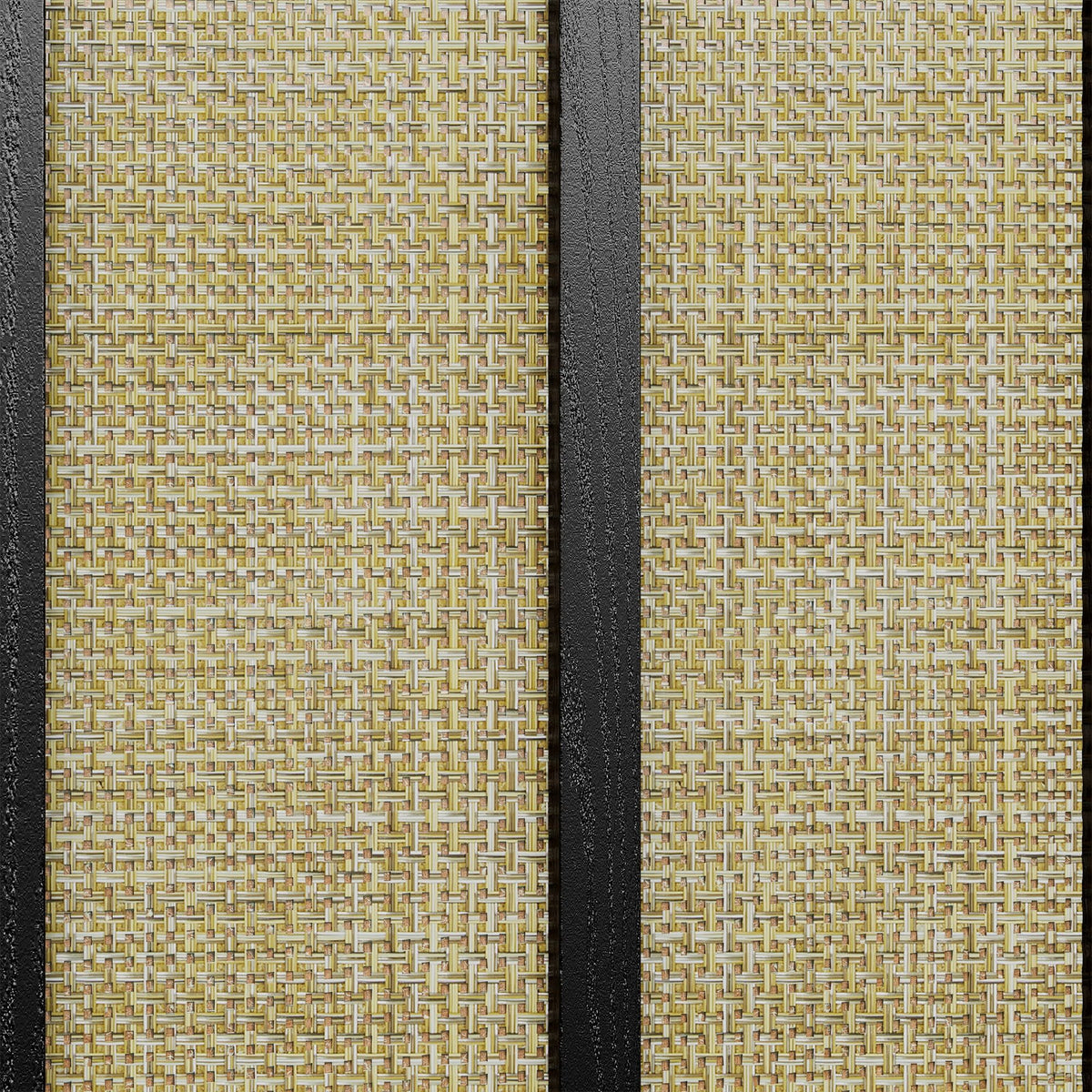 Black Bohemian Sideboard with Woven Door Fronts