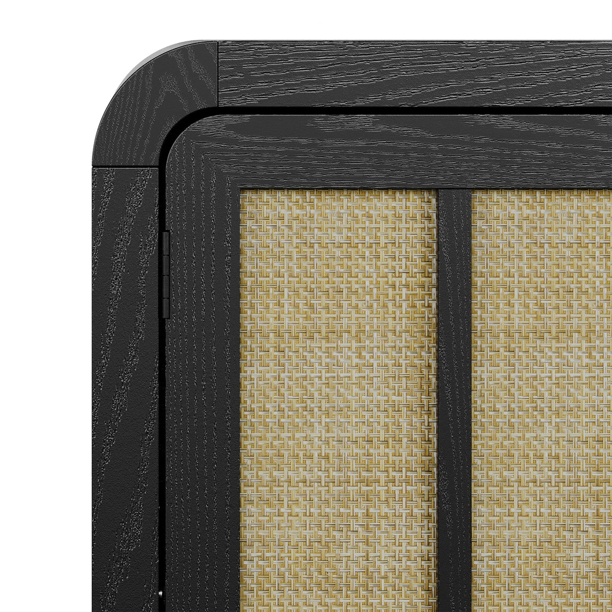 Black Bohemian Sideboard with Woven Door Fronts
