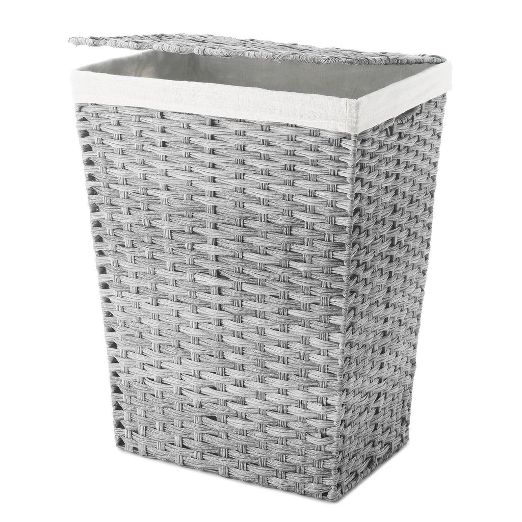 Rattique Woven Plastic Laundry Basket with Removable Liner