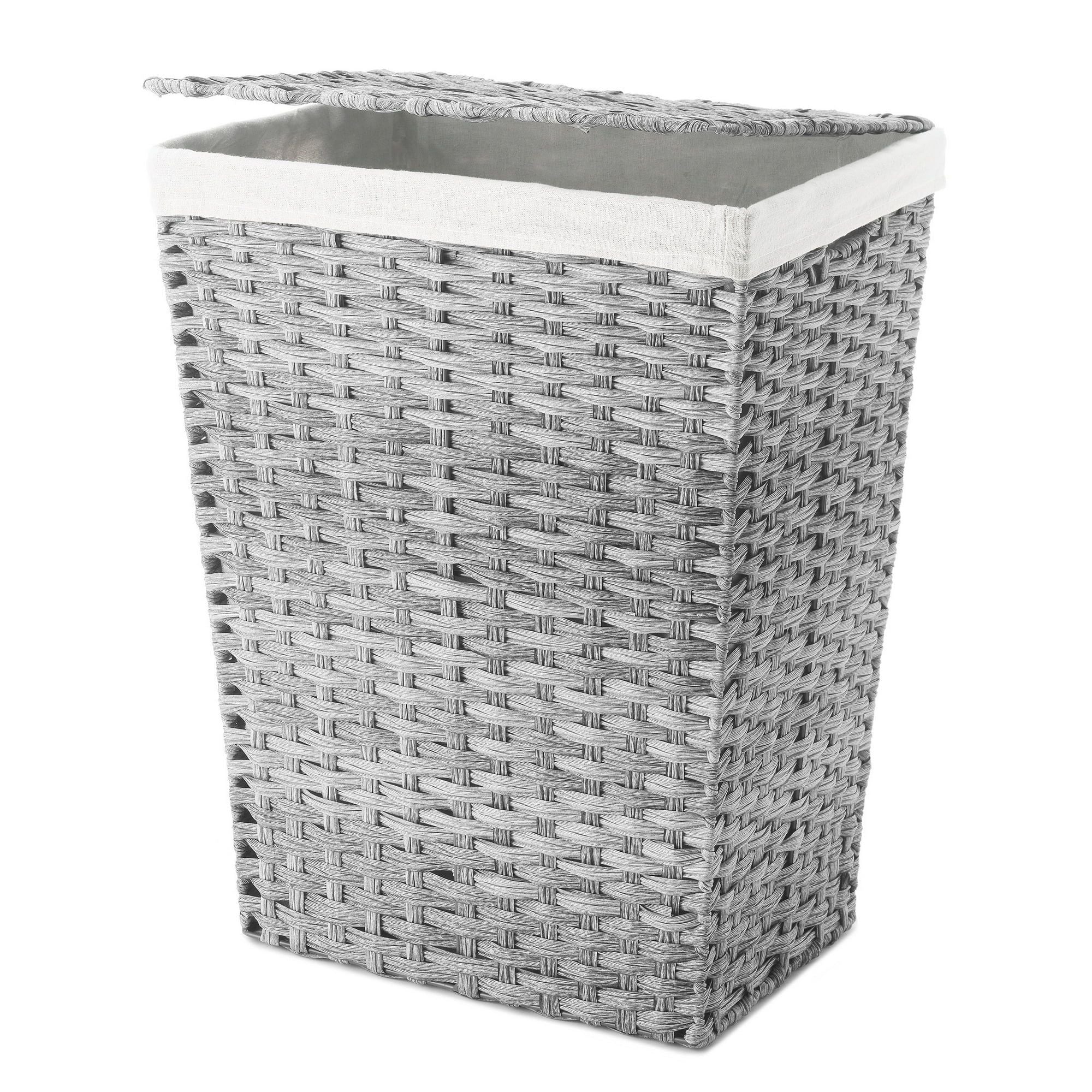 Rattique Woven Plastic Laundry Basket with Removable Liner