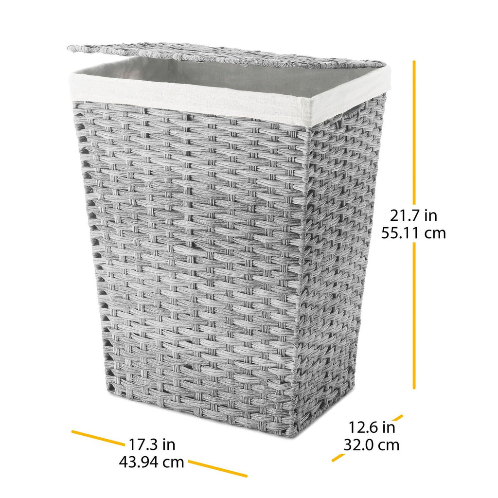 Rattique Woven Plastic Laundry Basket with Removable Liner