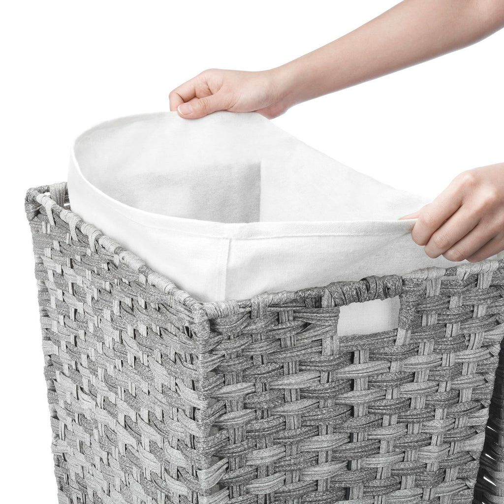Rattique Woven Plastic Laundry Basket with Removable Liner