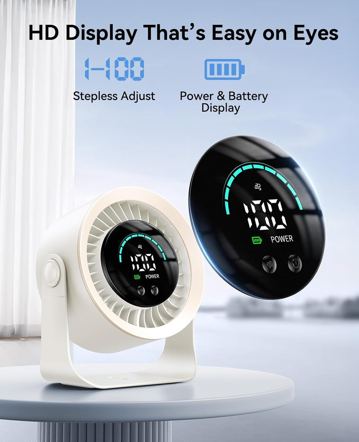 Rechargeable Desk and Wall Fan with Adjustable Airflow
