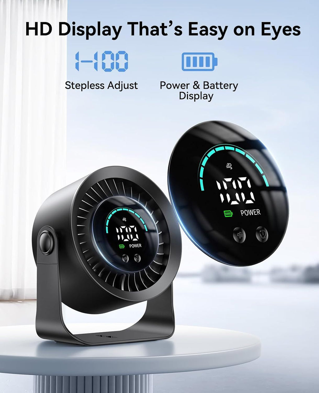 Rechargeable Desk and Wall Fan with Adjustable Airflow