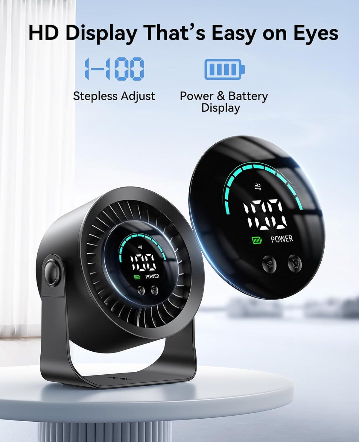 Rechargeable Desk and Wall Fan with Adjustable Airflow
