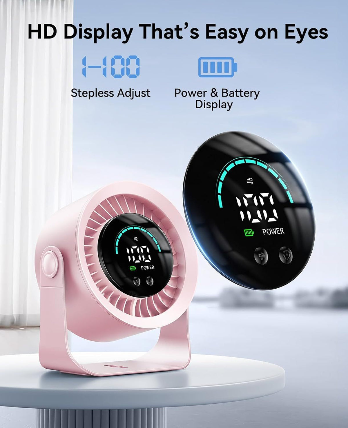 Rechargeable Desk and Wall Fan with Adjustable Airflow