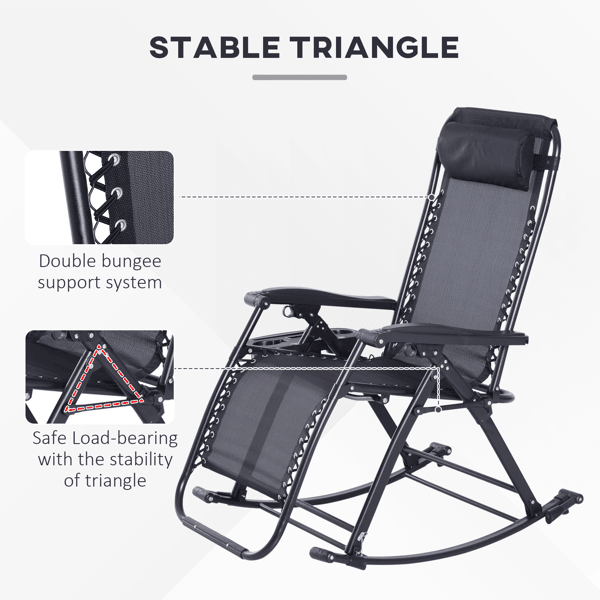 Zero-Gravity Recliner with Bungee Support, Cup Tray & Foldable Design