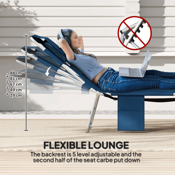Adjustable Outdoor Lounger with Face Cavity and Side Pocket