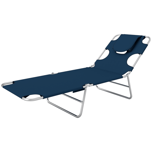Adjustable Outdoor Lounger with Face Cavity and Side Pocket
