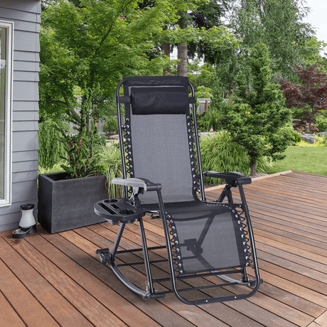 Zero-Gravity Recliner with Bungee Support, Cup Tray & Foldable Design