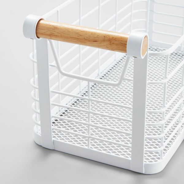 Rectangular Basket with Side Cutouts and Natural-Tone Handles