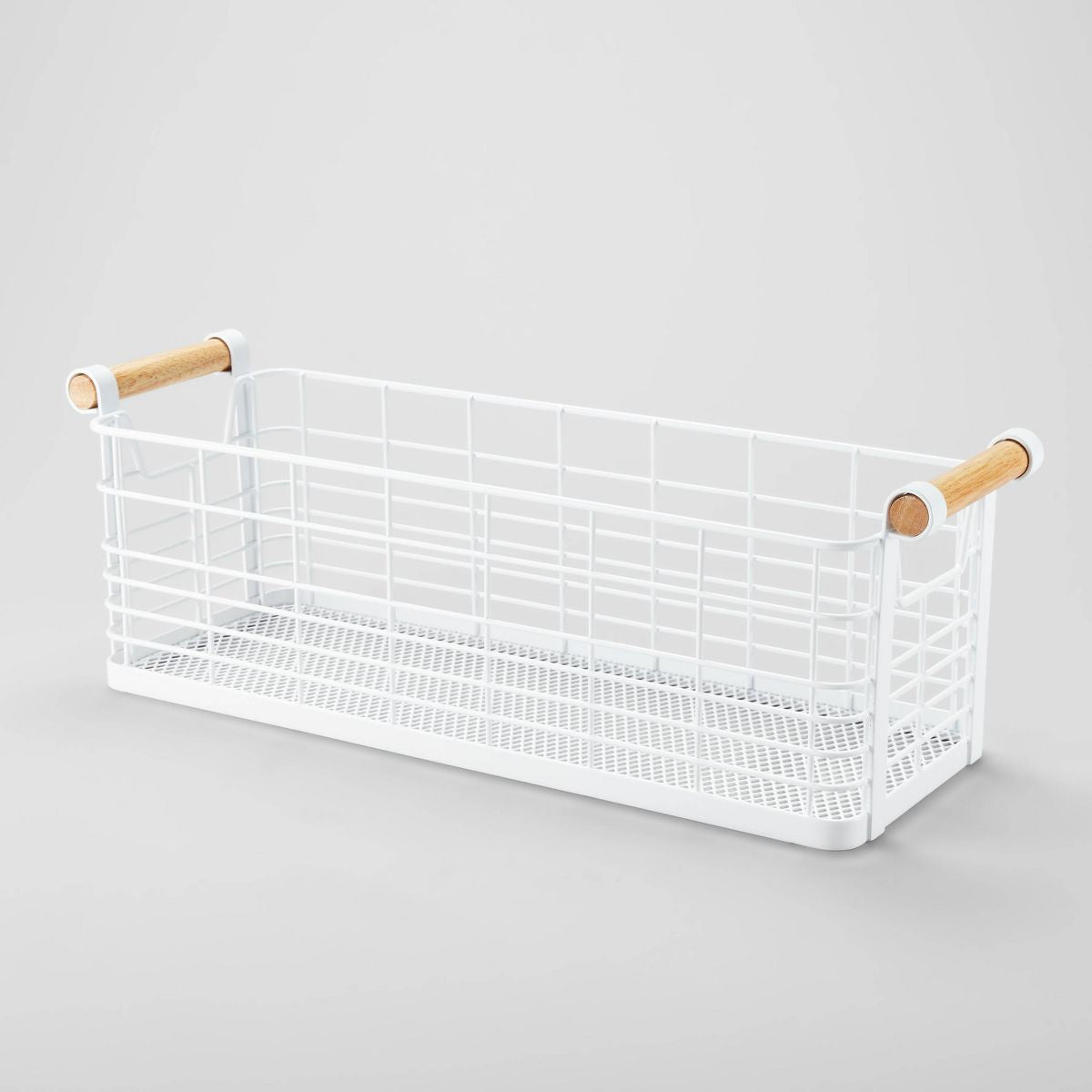 Rectangular Basket with Side Cutouts and Natural-Tone Handles