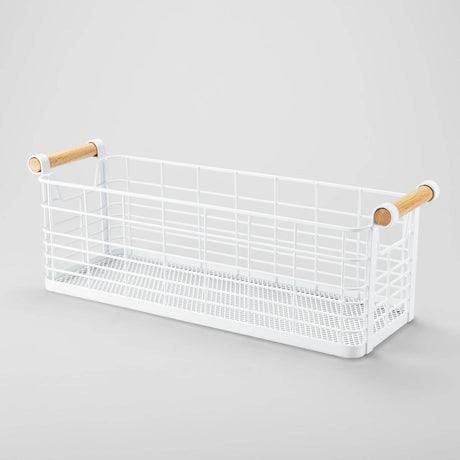 Rectangular Basket with Side Cutouts and Natural-Tone Handles
