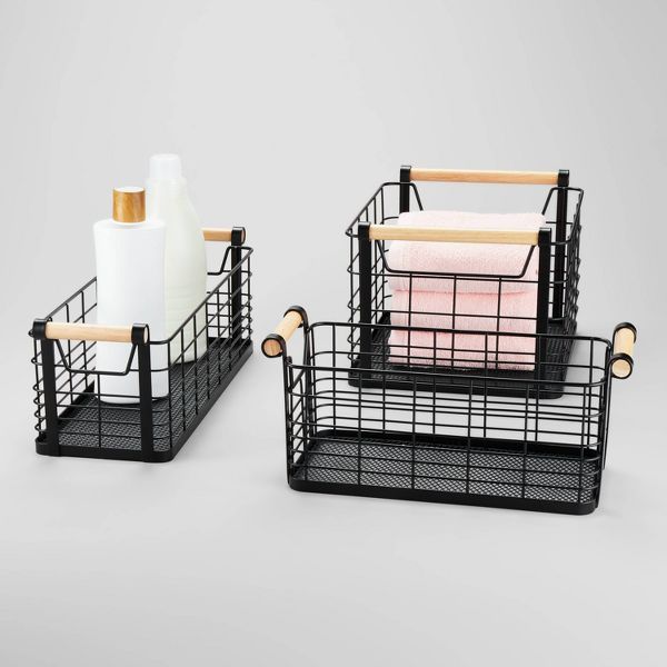 Versatile Rectangular Basket with Handles and Side Cutouts