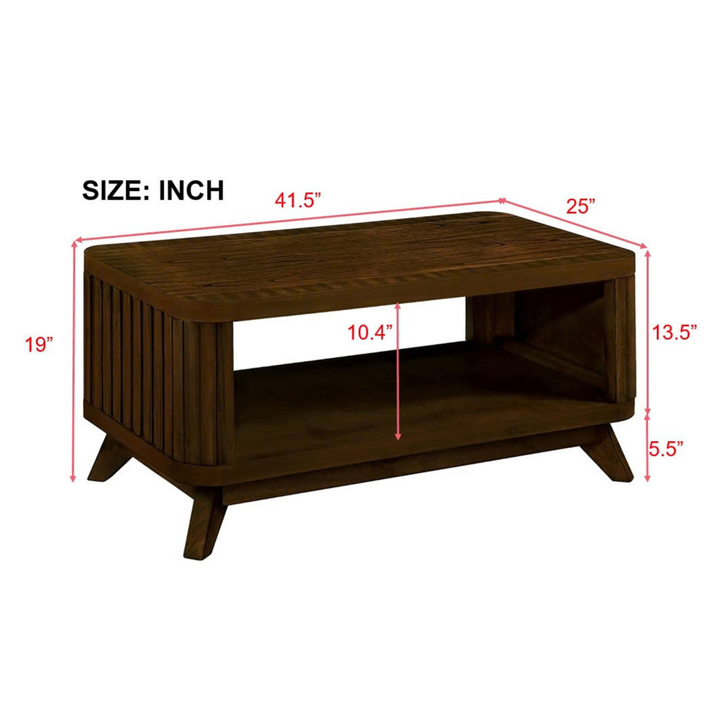Walnut Coffee Table with Open Lower Shelf